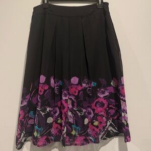 East 5th Black and Pink Midi A-Line Skirt
